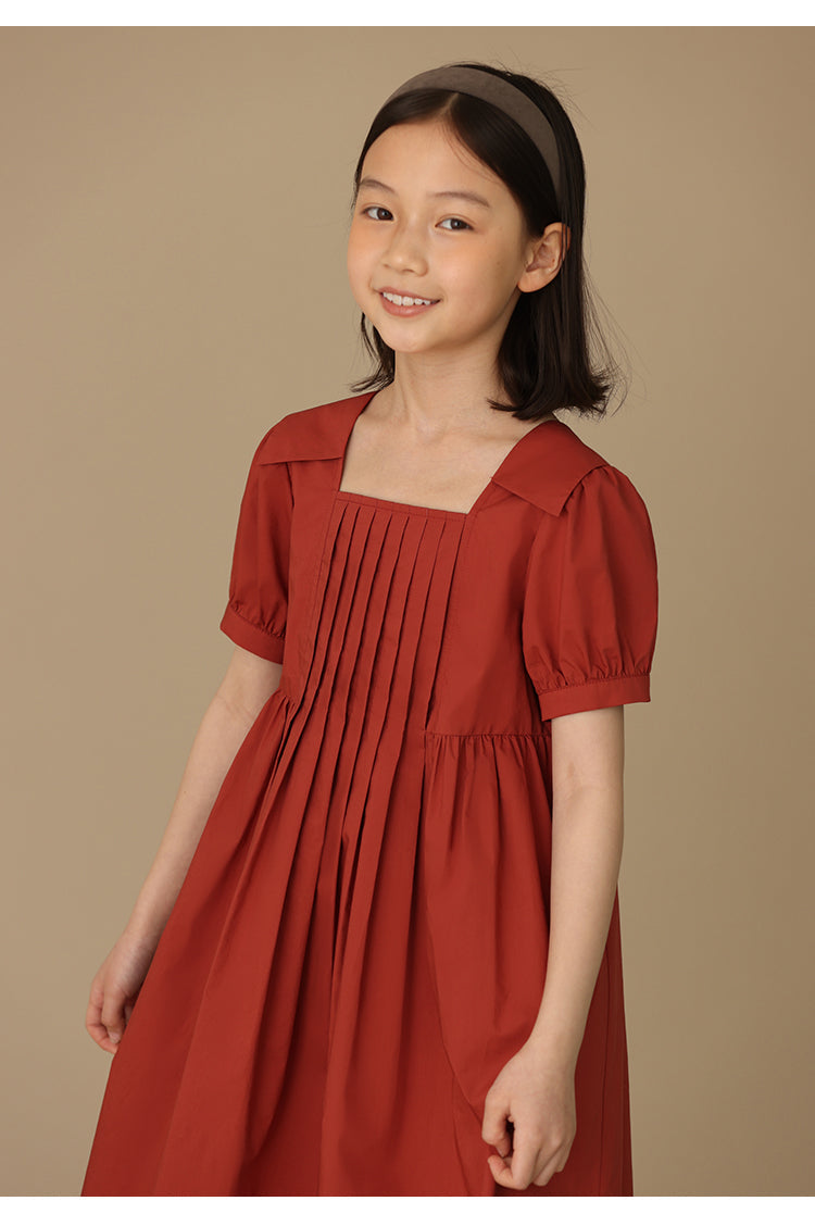 K5024 - Pintucked square neck cotton dress