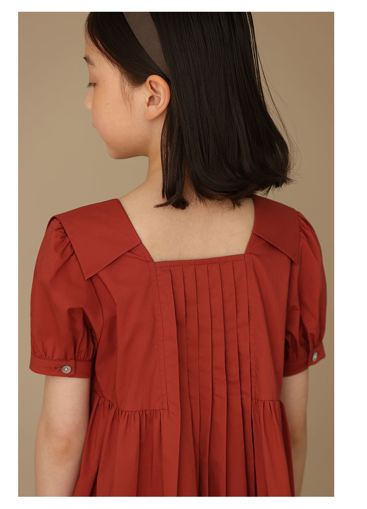 K5024 - Pintucked square neck cotton dress