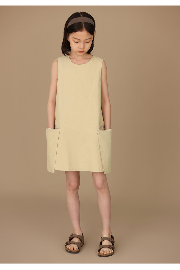 K3035 - Classic cotton big pocket dress