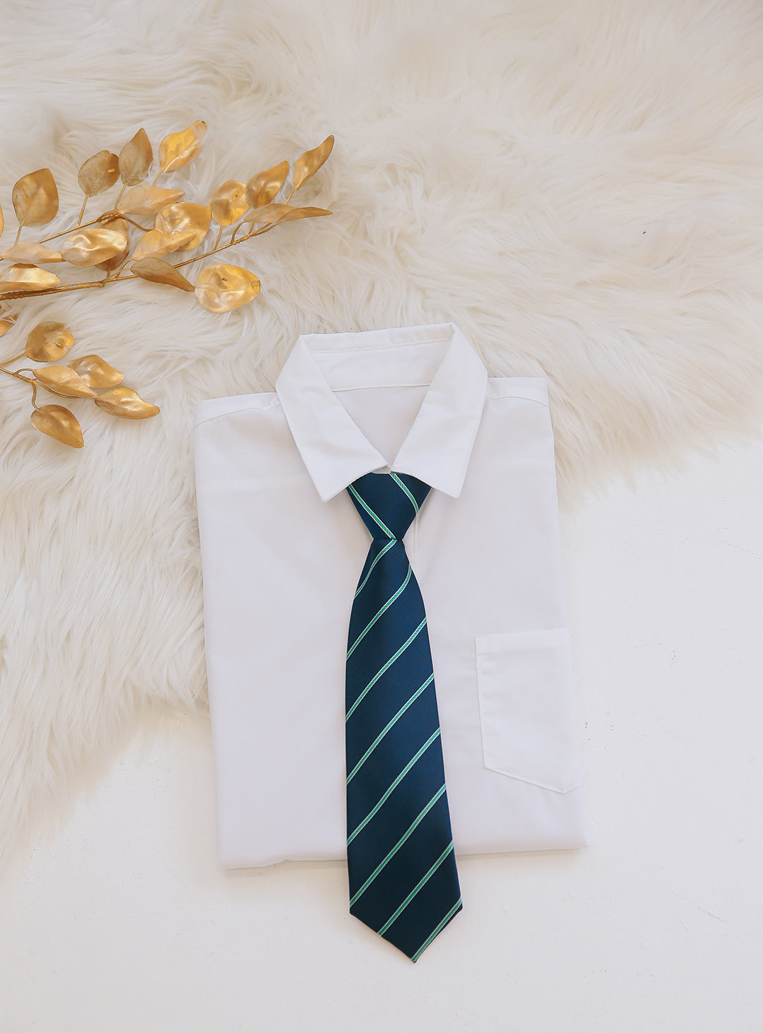 Junior regiment striped tie with adjuster (green)