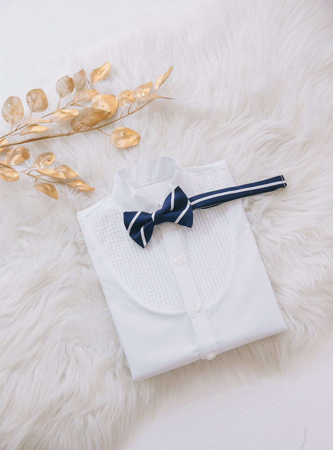 Navy and white regiment stripe bow tie