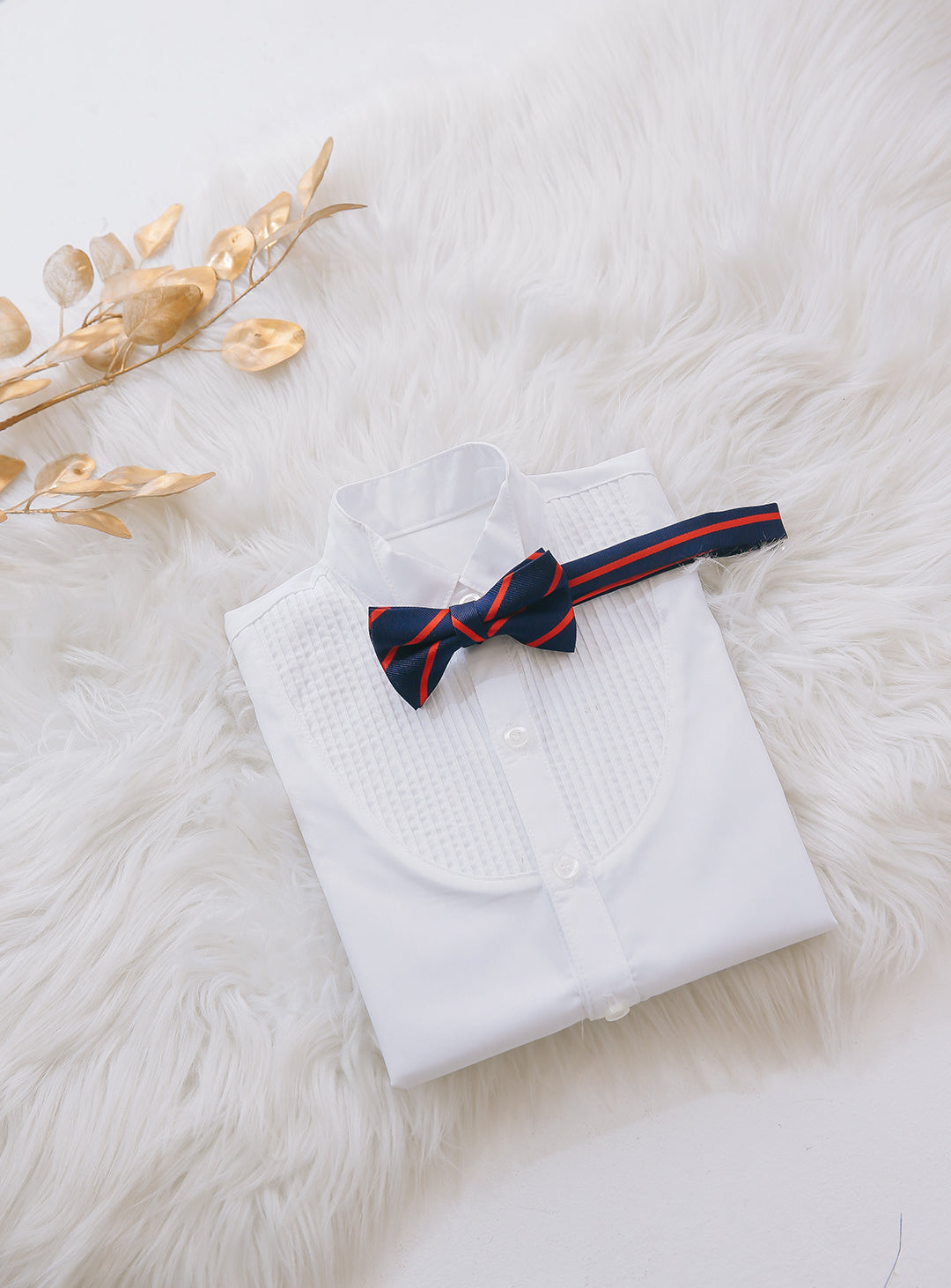 Navy and red regiment stripe bow tie