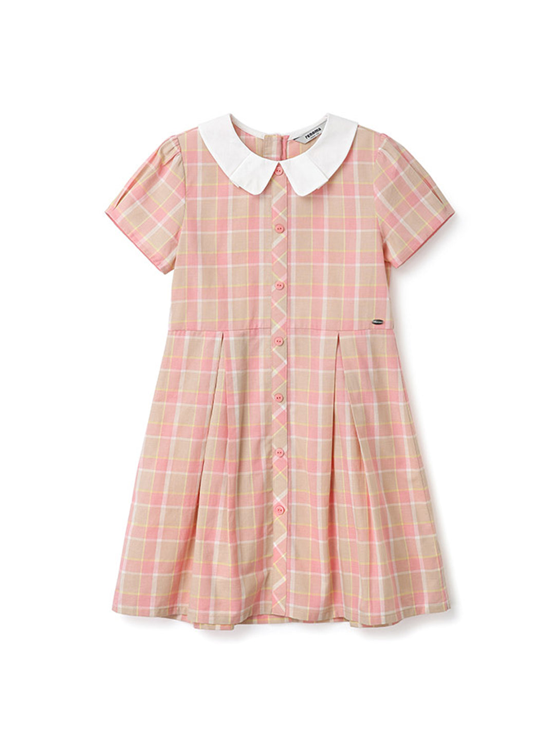 [renoma KIDS] Pink Check Bicolor Short-Sleeved Dress