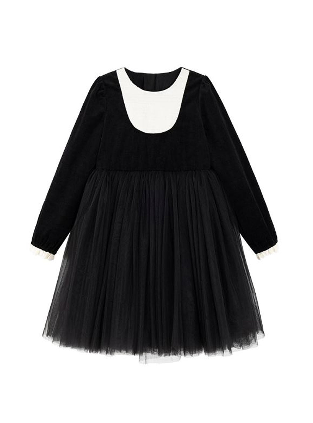 K113 - Black tulle bib yoke dress