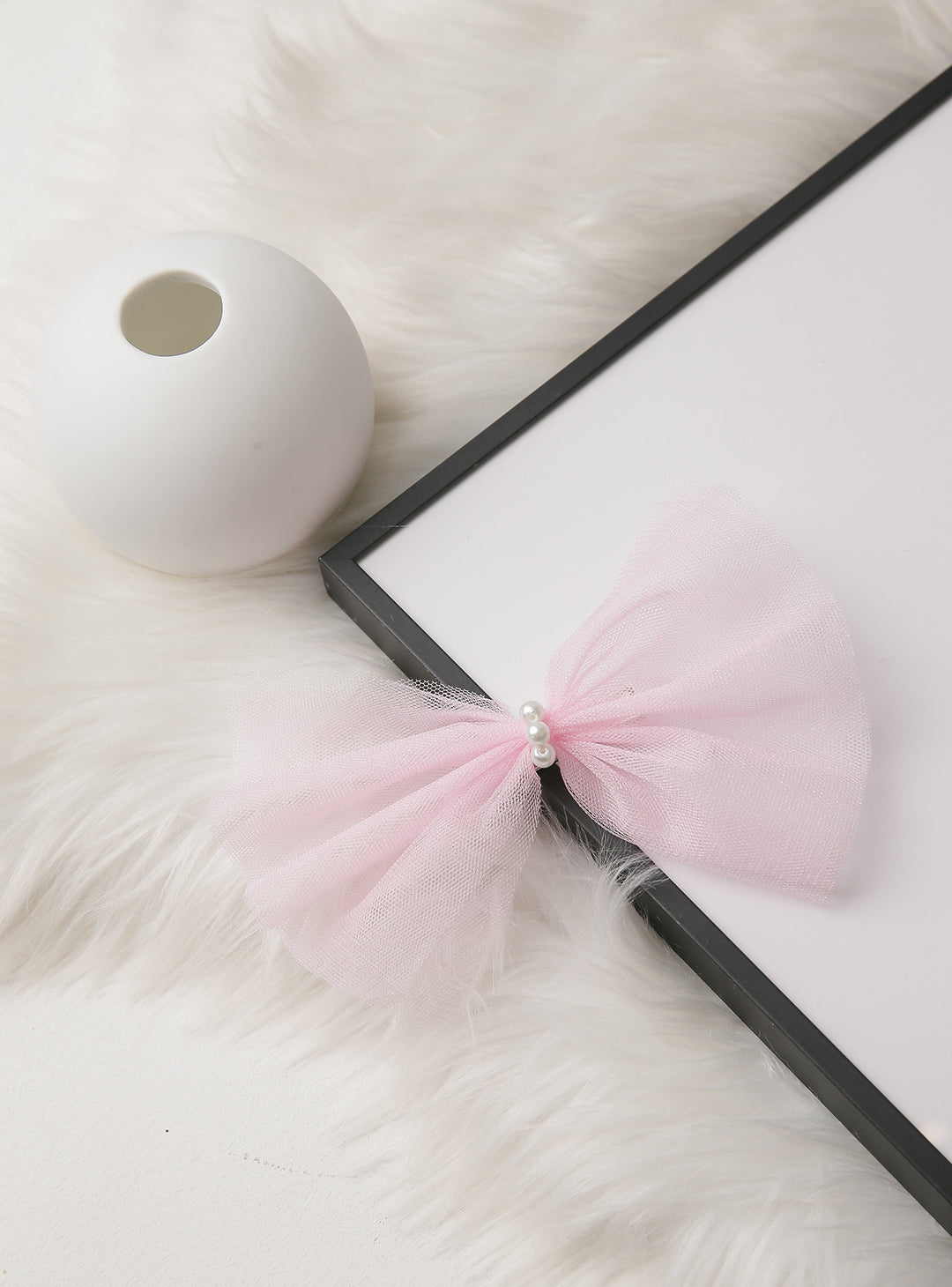 Pink tulle ribbon hairpin