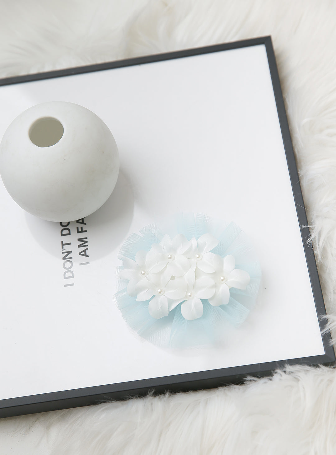 Sky blue flower hairpin