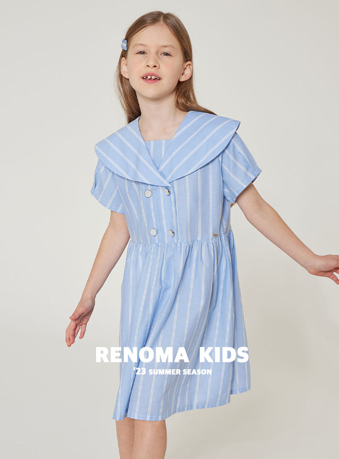 [renoma KIDS] Striped Big Collar Summer Dress