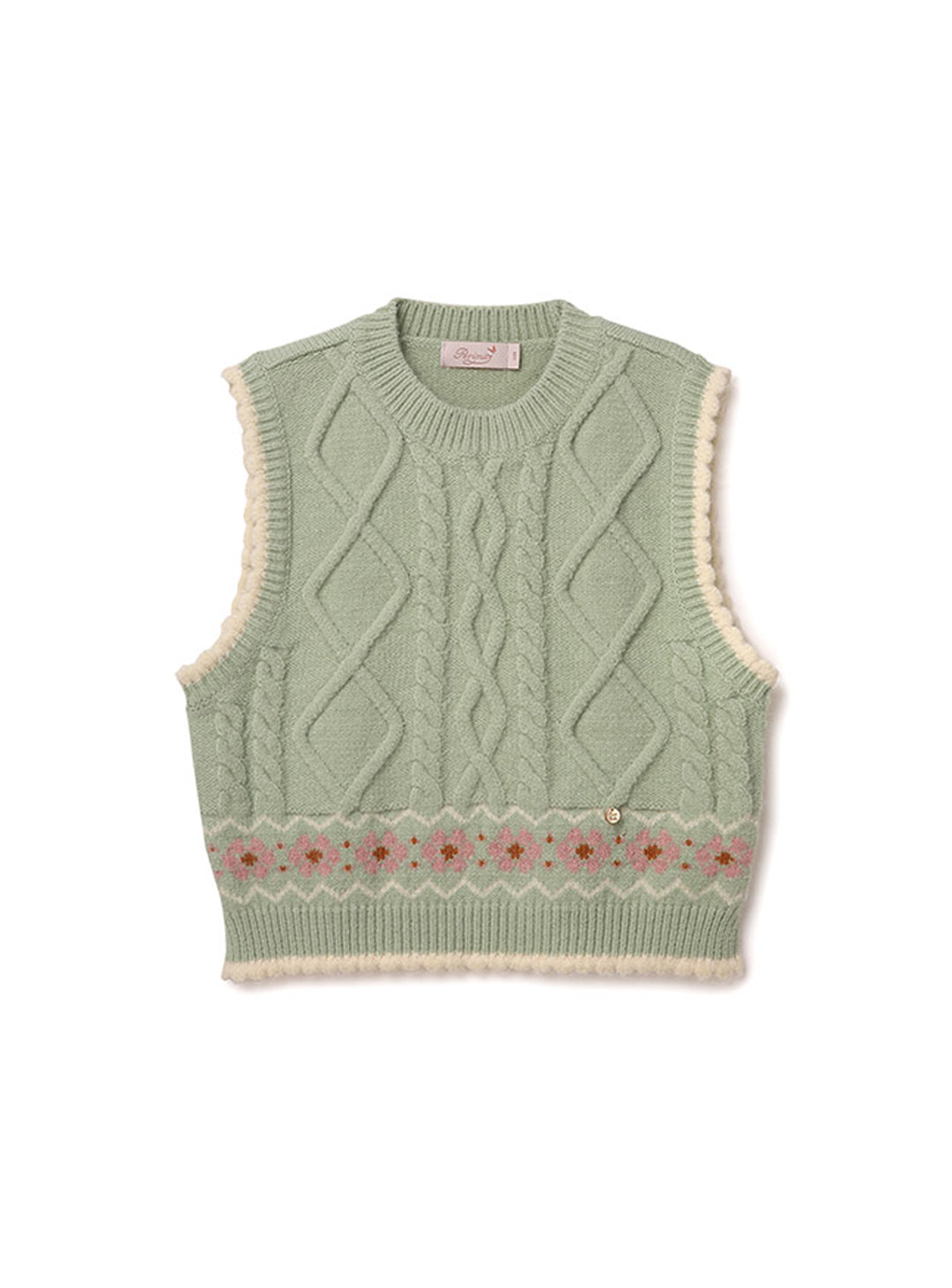 [perimitz] Scalloped Mint Knit Vest