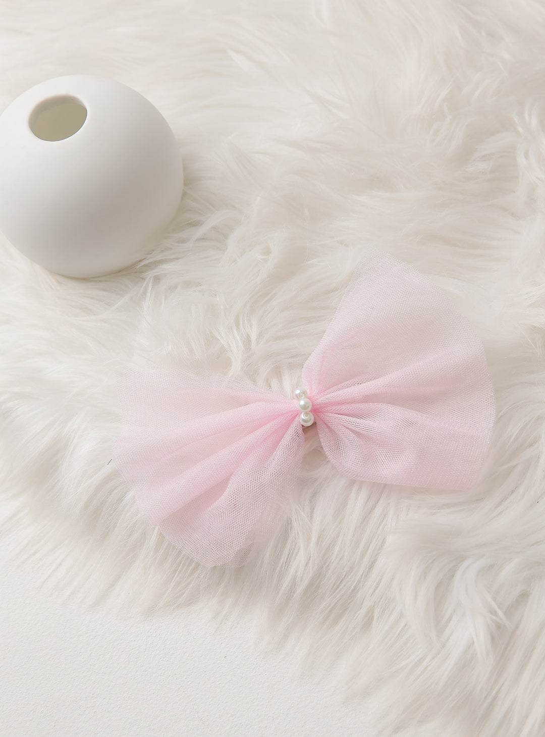 Pink tulle ribbon hairpin