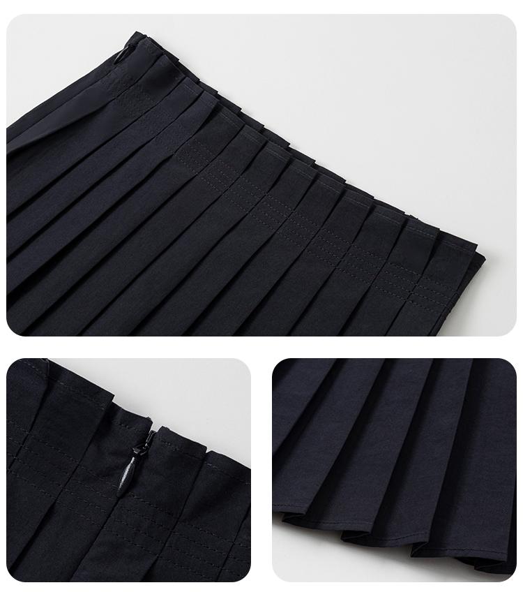 K4037 - Navy midi length pleated skirt