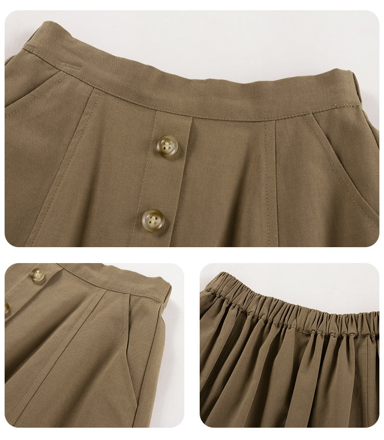 K5030 - Brown A-line skirt with pockets