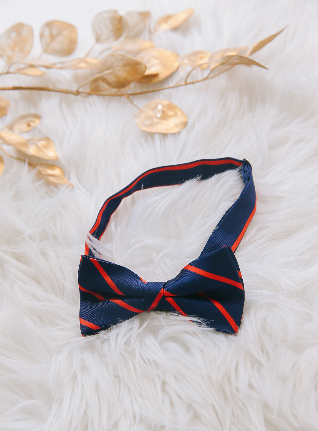 Navy and red regiment stripe bow tie