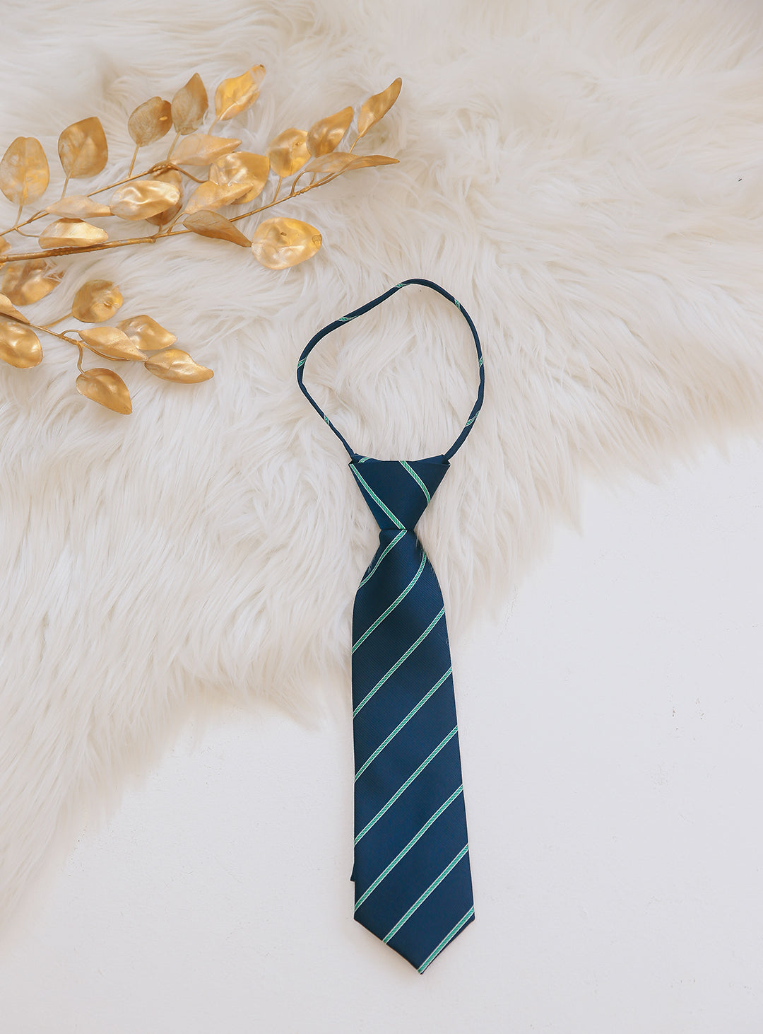 Junior regiment striped tie with adjuster (green)