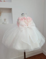 子供ドレス発表会・結婚式・おしゃれなDRESCCOのD-SU-226-アイボリーピンクシフォンローズドレスの画像12