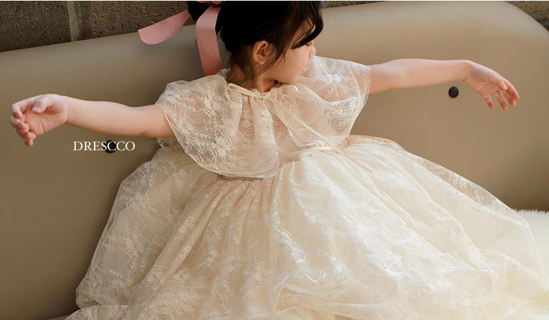 子供ドレスのボレロ・カーディガン・発表会結婚式・おしゃれなDRESCCOのキャサリンレースケープの画像8
