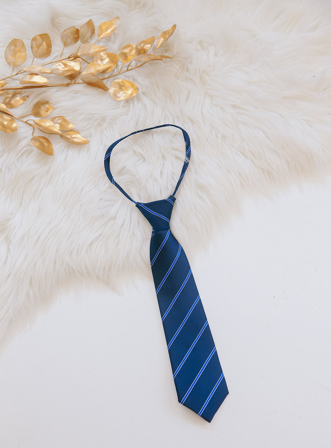 Junior regiment striped tie with adjuster (blue)