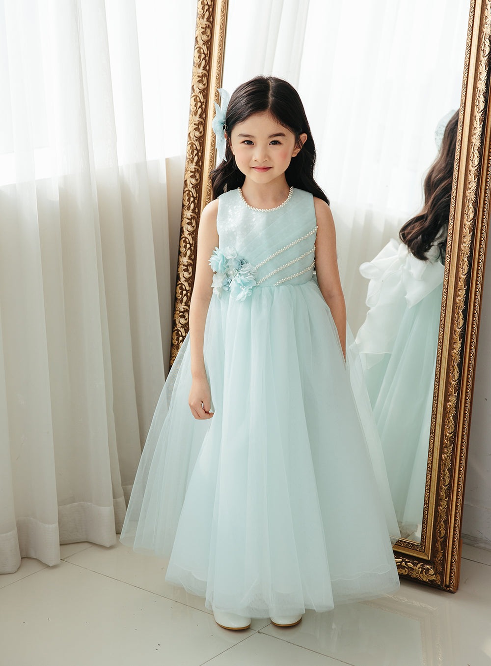 ミントブルージュエリーロングドレス | DRESCCO 