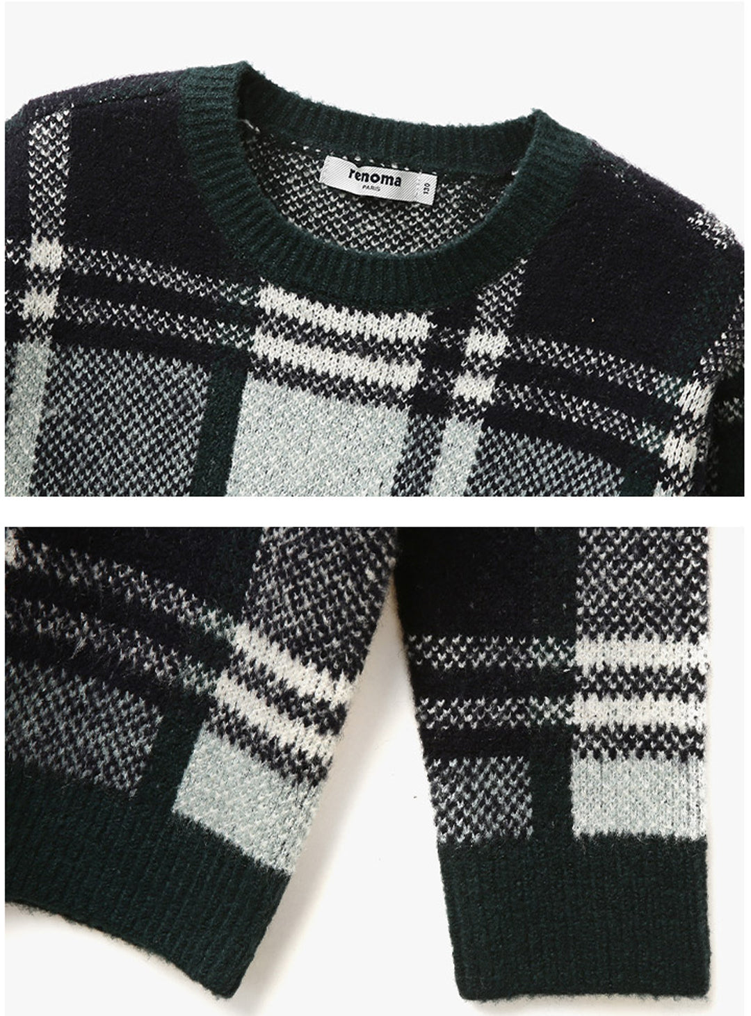 [renoma KIDS] Teal Green Check Sweater