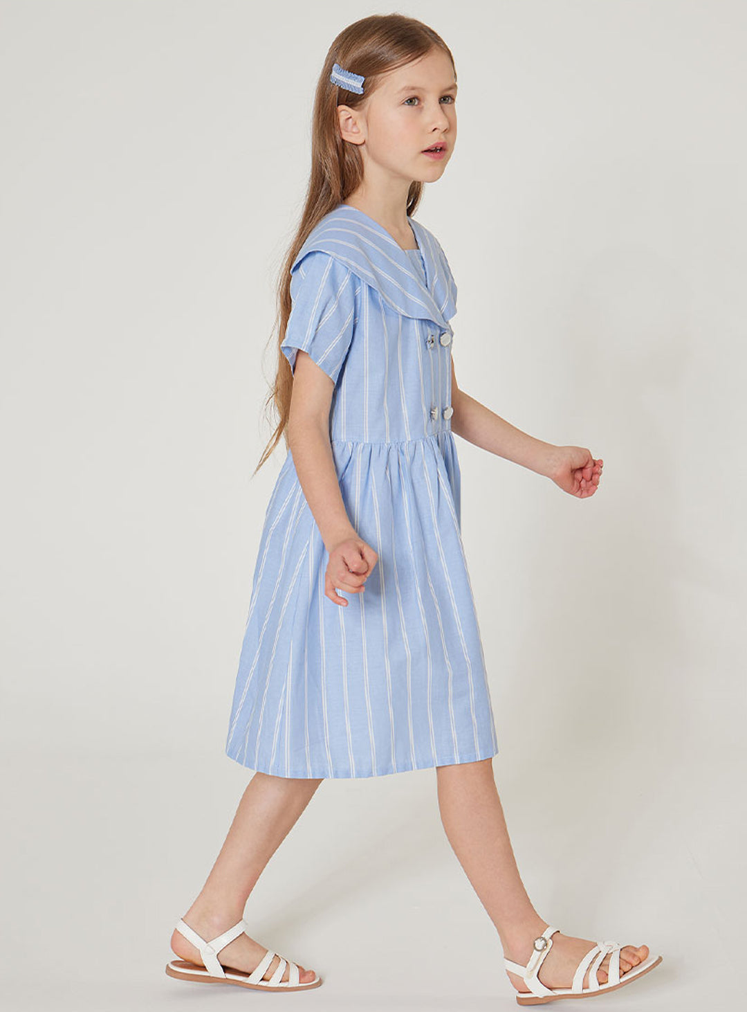 [renoma KIDS] Striped Big Collar Summer Dress