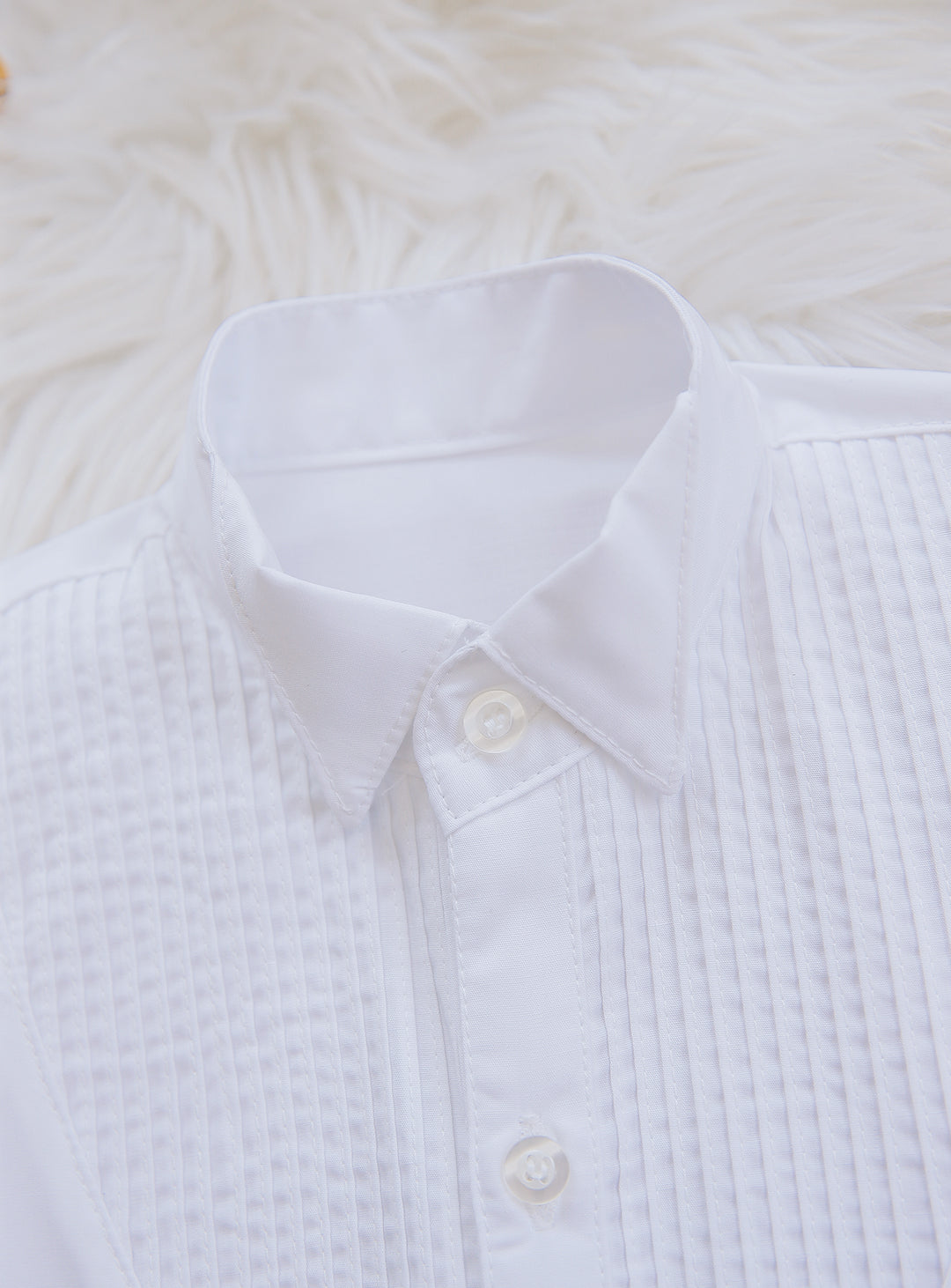 Pintuck Short-Sleeved Shirt White