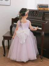 子供ドレス発表会・結婚式・おしゃれなDRESCCOのライラックフラワー刺繍ロングドレスの画像3