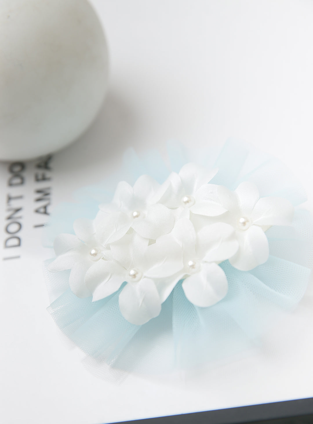 Sky blue flower hairpin