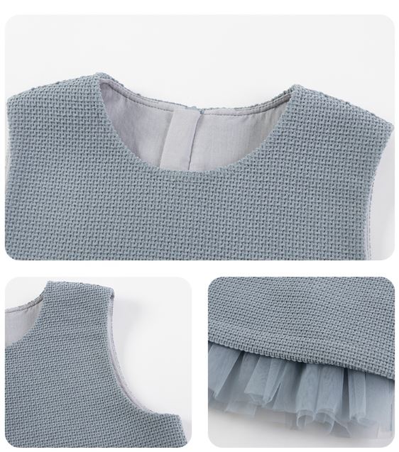 K8076 - Blue-gray waffle sleeveless dress