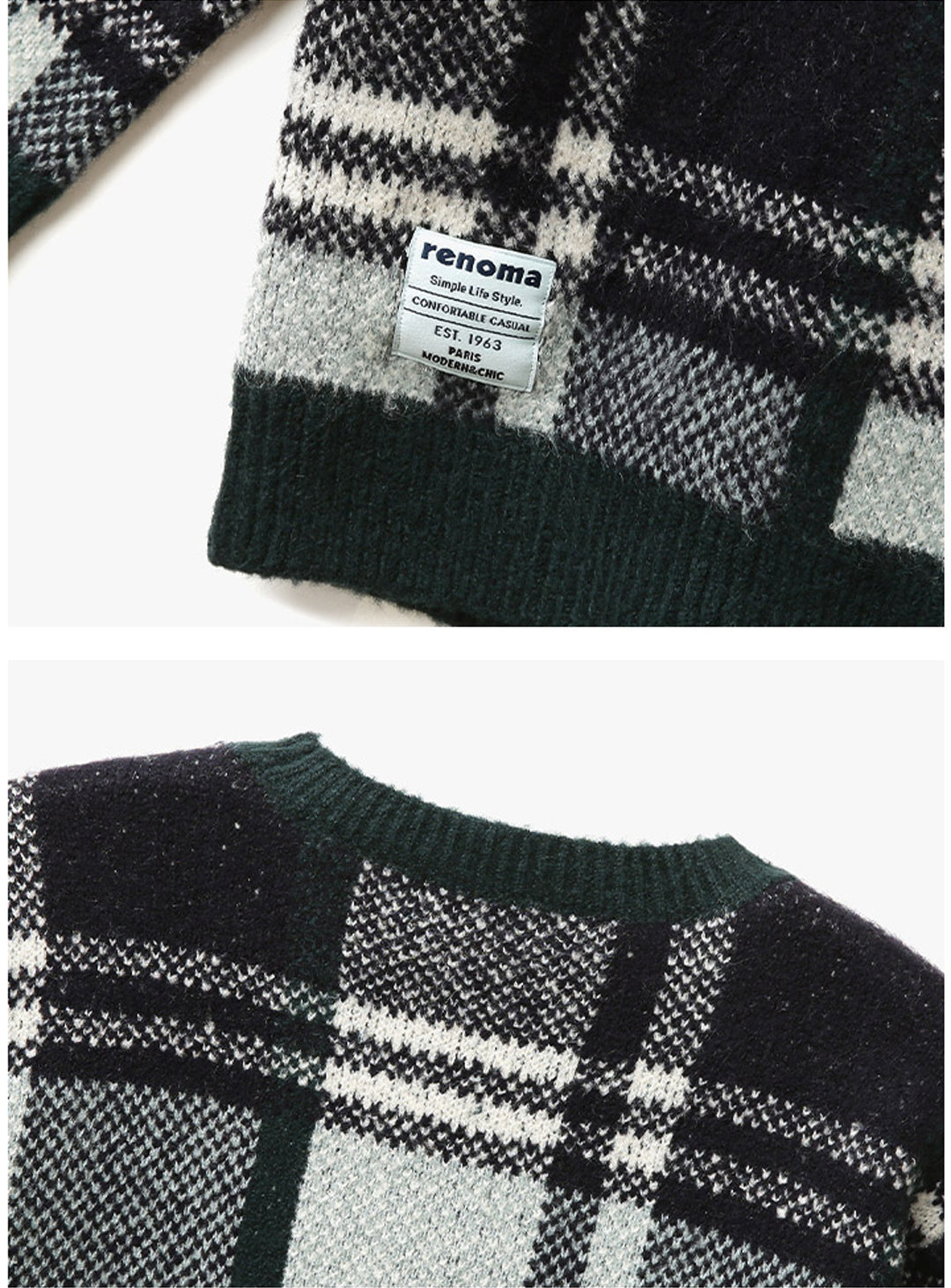 [renoma KIDS] Teal Green Check Sweater