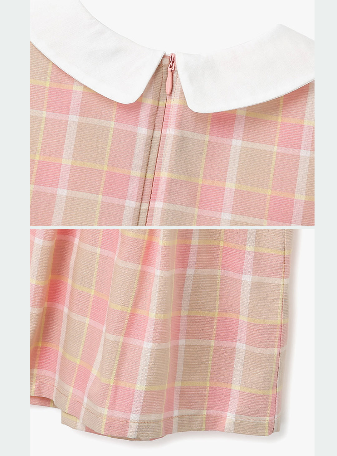 [renoma KIDS] Pink Check Bicolor Short-Sleeved Dress