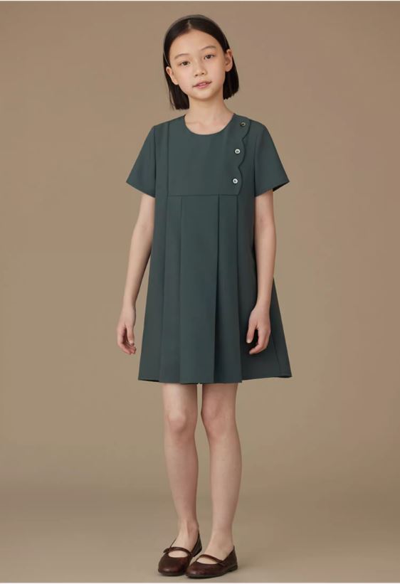 K31805 - Scalloped forest green dress