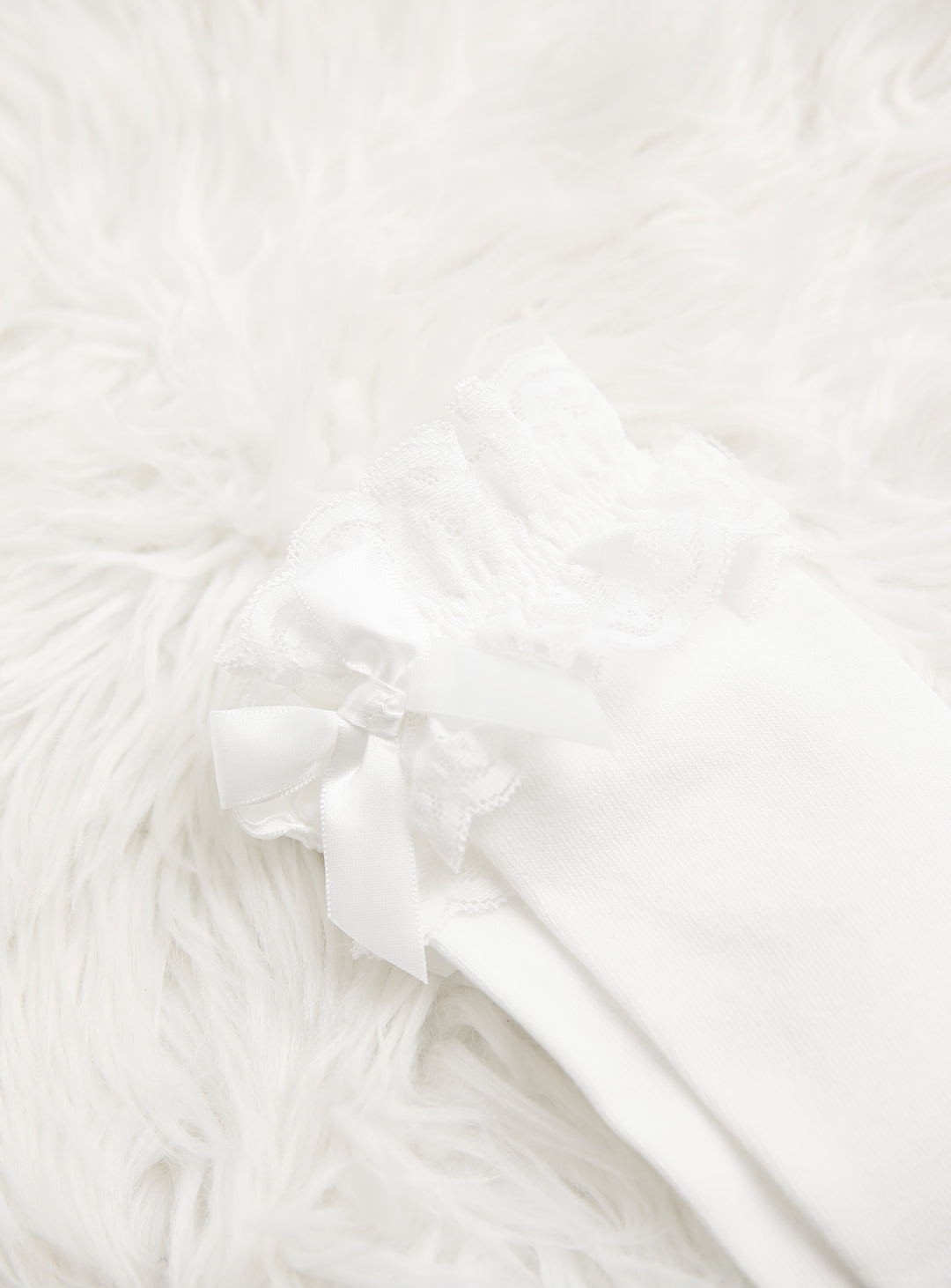 レースリボン付ロングソックス(ホワイト,ブラック)