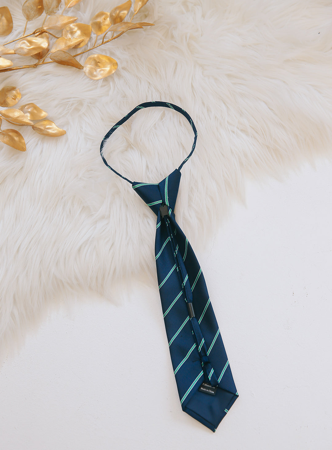 Junior regiment striped tie with adjuster (green)