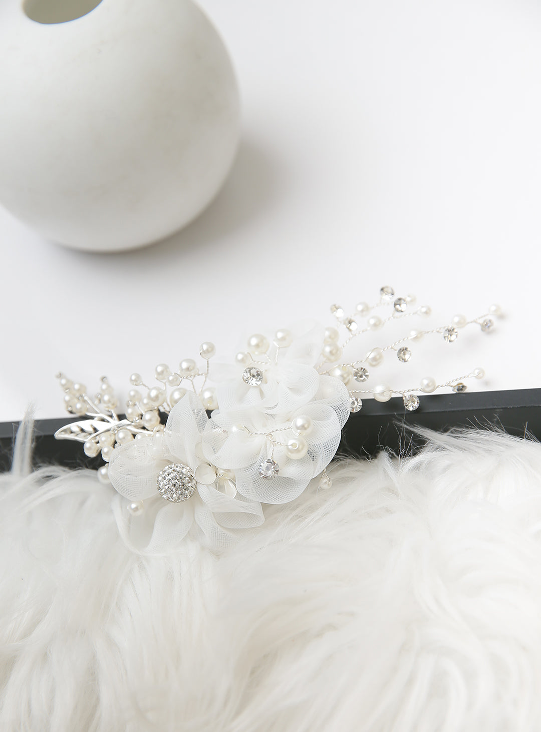 Chiffon Flower Pearl Beaded Headdress