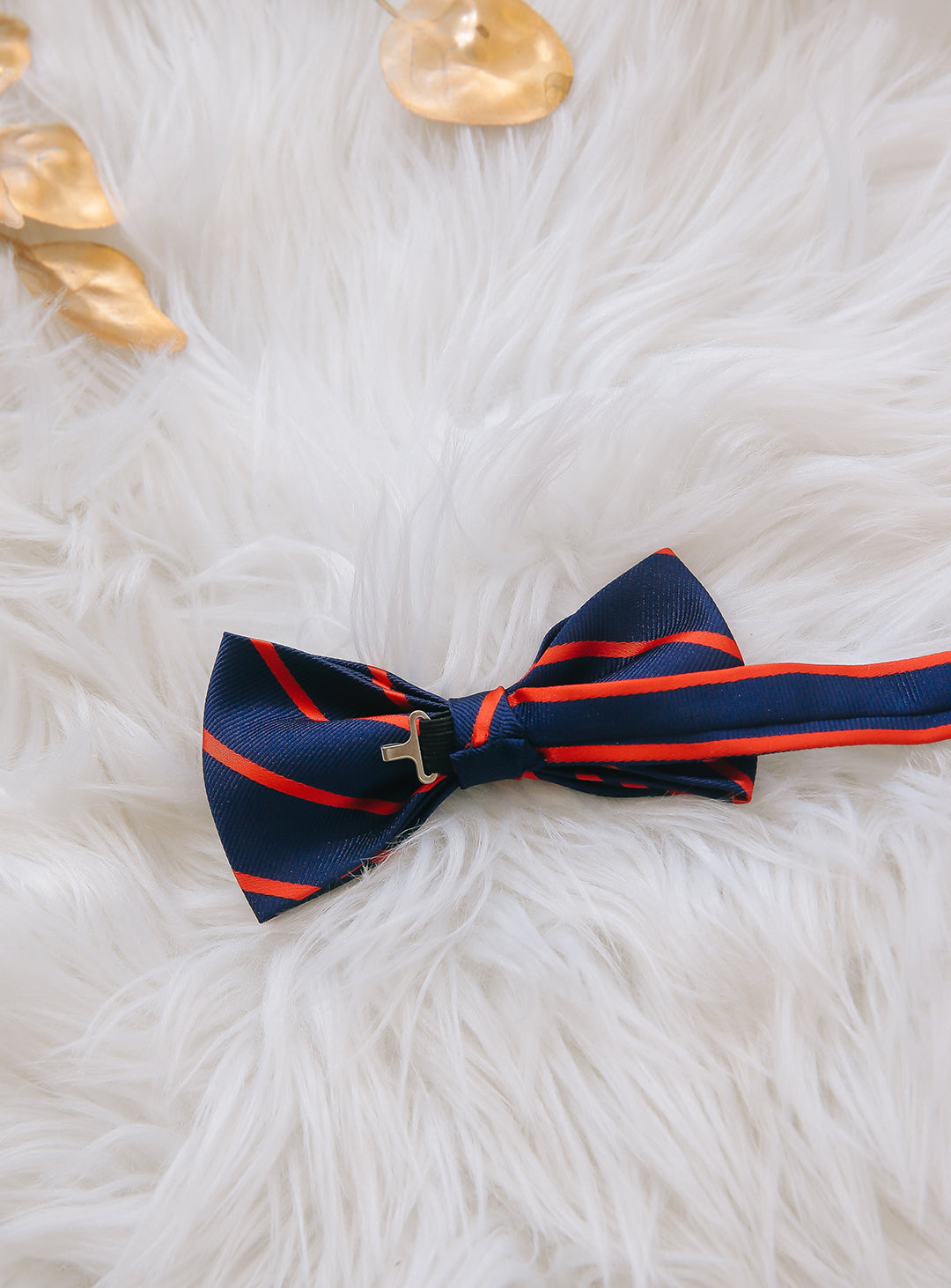 Navy and red regiment stripe bow tie