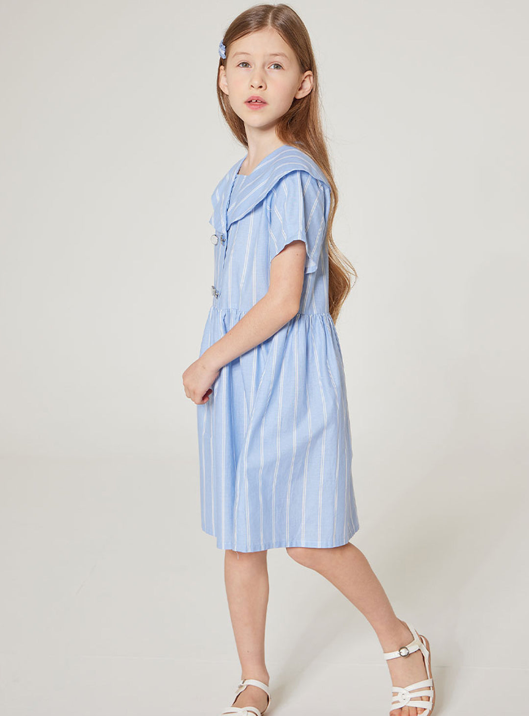 [renoma KIDS] Striped Big Collar Summer Dress