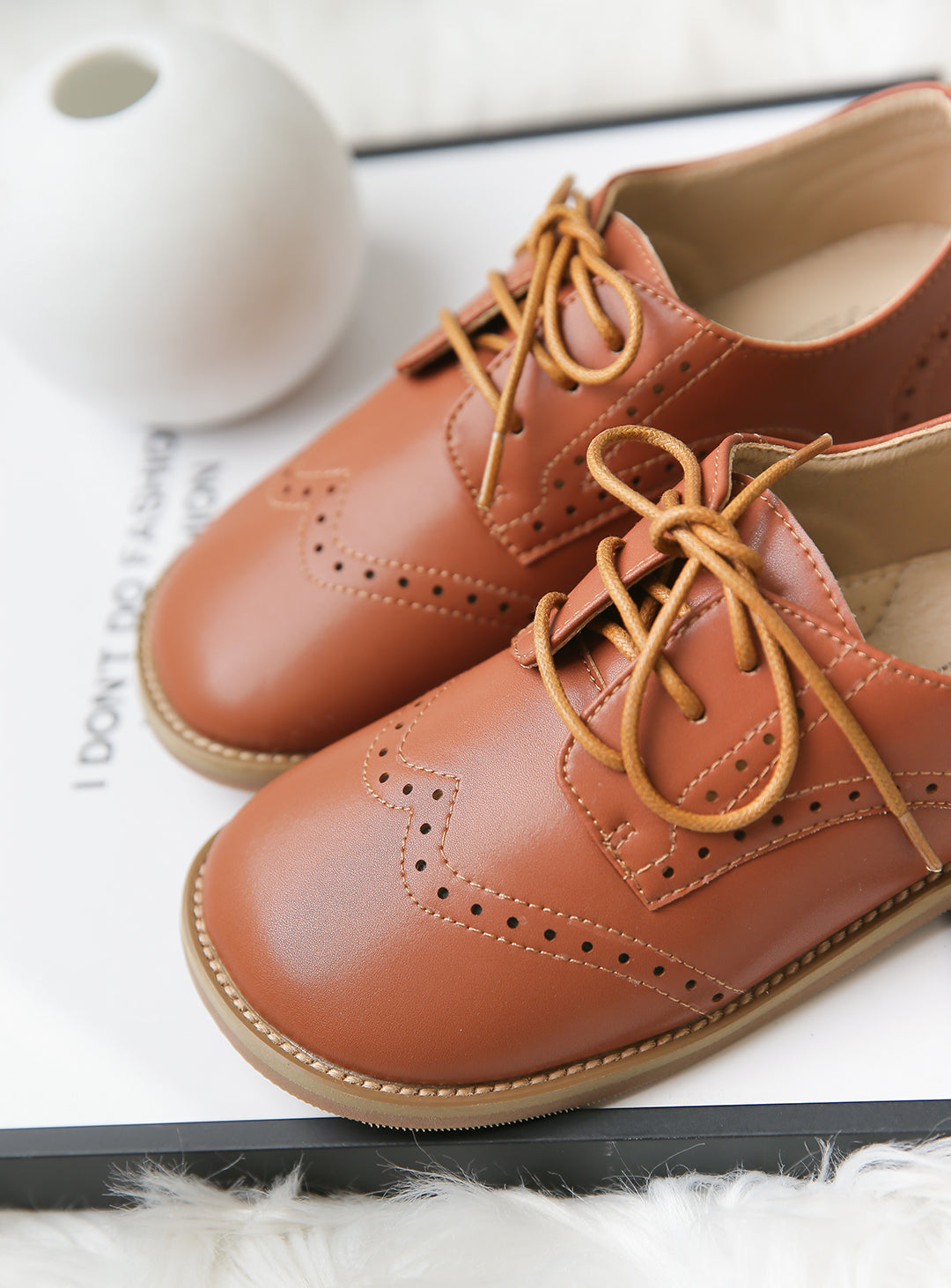 Light Brown Babe Wingtip Shoes (13cm-22cm)