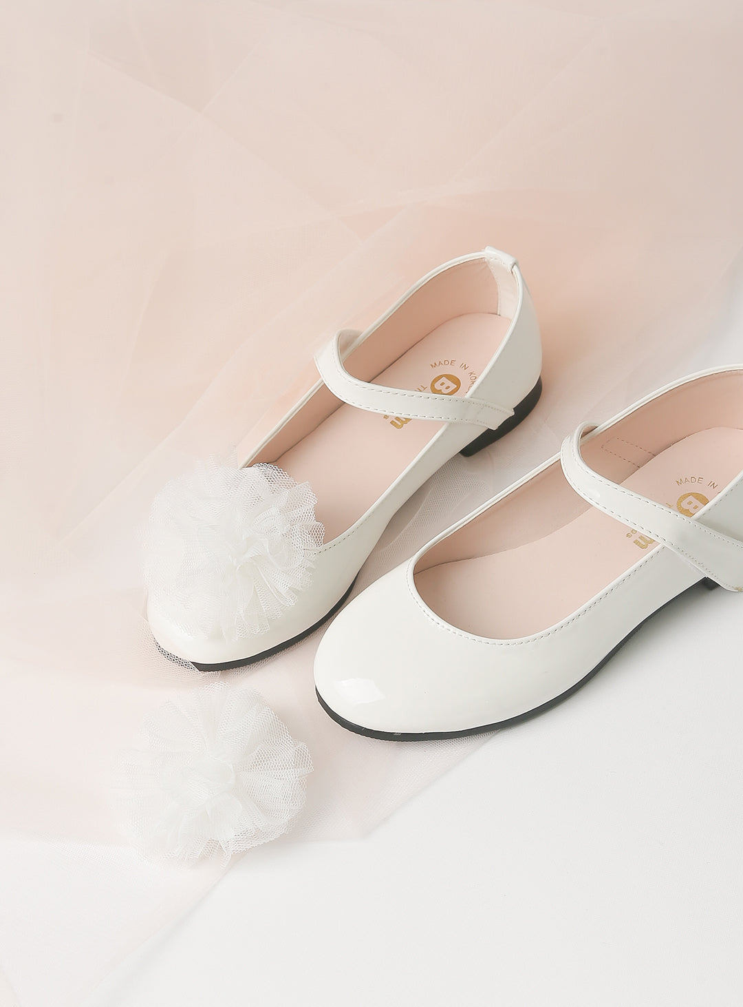 White Corsage Alice Enamel Shoes (12cm-23cm)