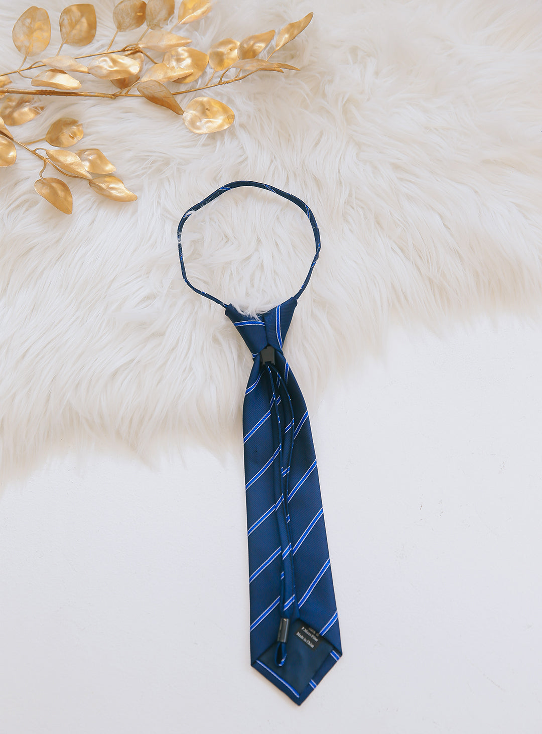 Junior regiment striped tie with adjuster (blue)