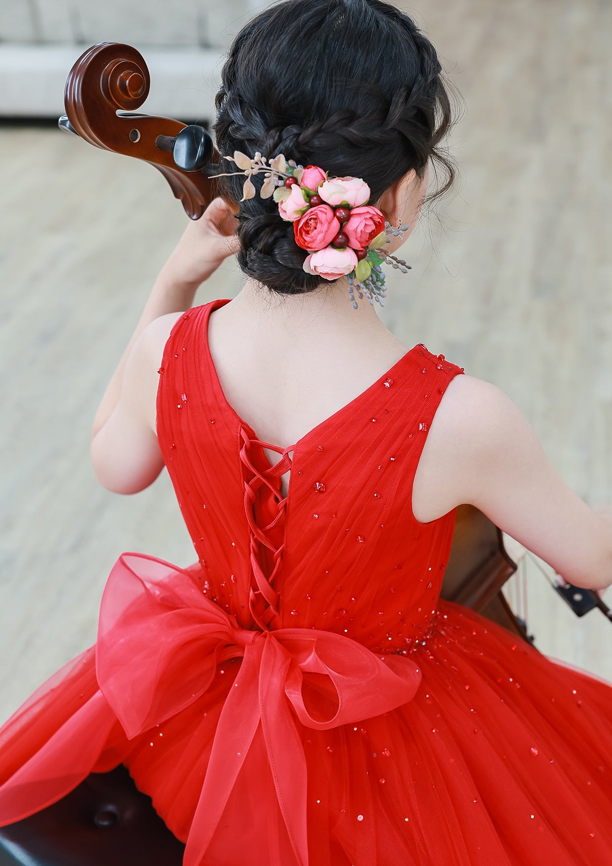 Flower Motif Headdress in Coral Pink