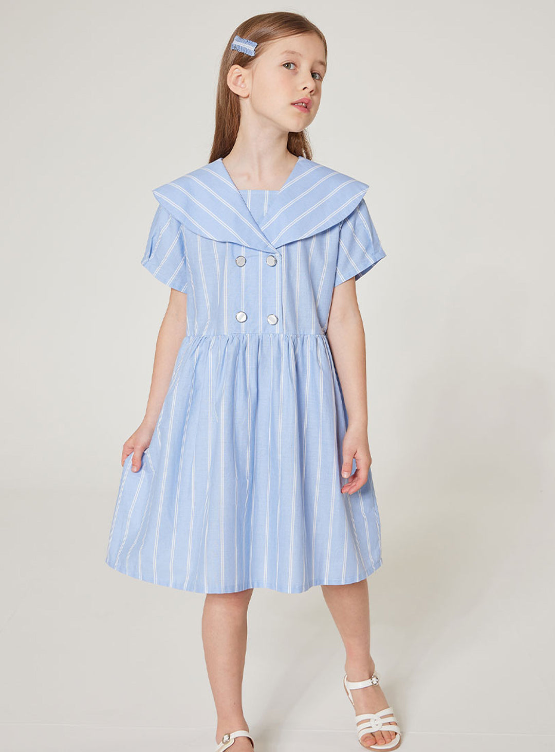 [renoma KIDS] Striped Big Collar Summer Dress