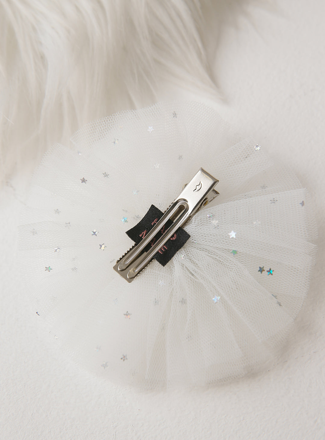 Star Sequined White Tulle Hairpin