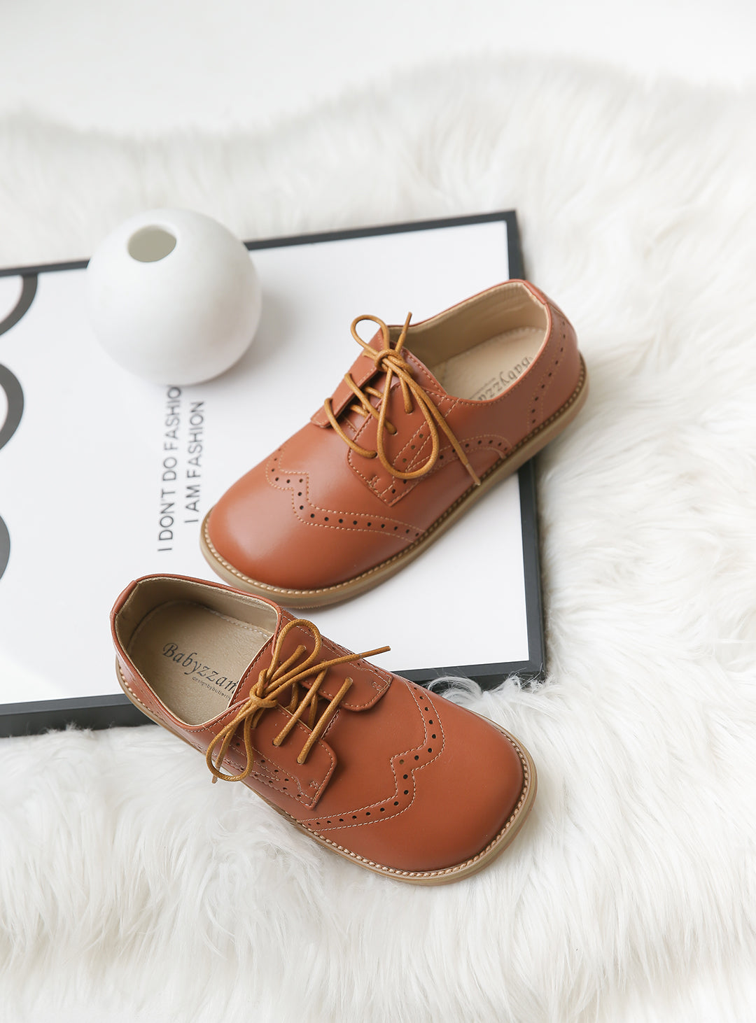 Light Brown Babe Wingtip Shoes (13cm-22cm)