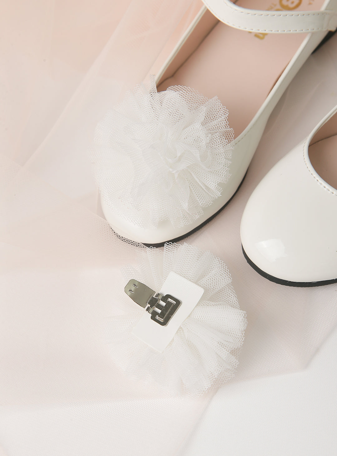 White Corsage Alice Enamel Shoes (12cm-23cm)