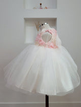 子供ドレス発表会・結婚式・おしゃれなDRESCCOのD-SU-226-アイボリーピンクシフォンローズドレスの画像13