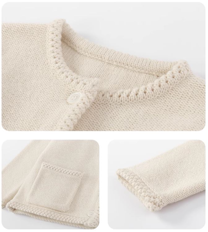 K12065 - Ivory knitted cardigan with pockets