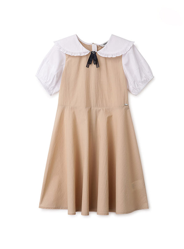 [renoma KIDS] Big Frill Collar Light Beige Dress