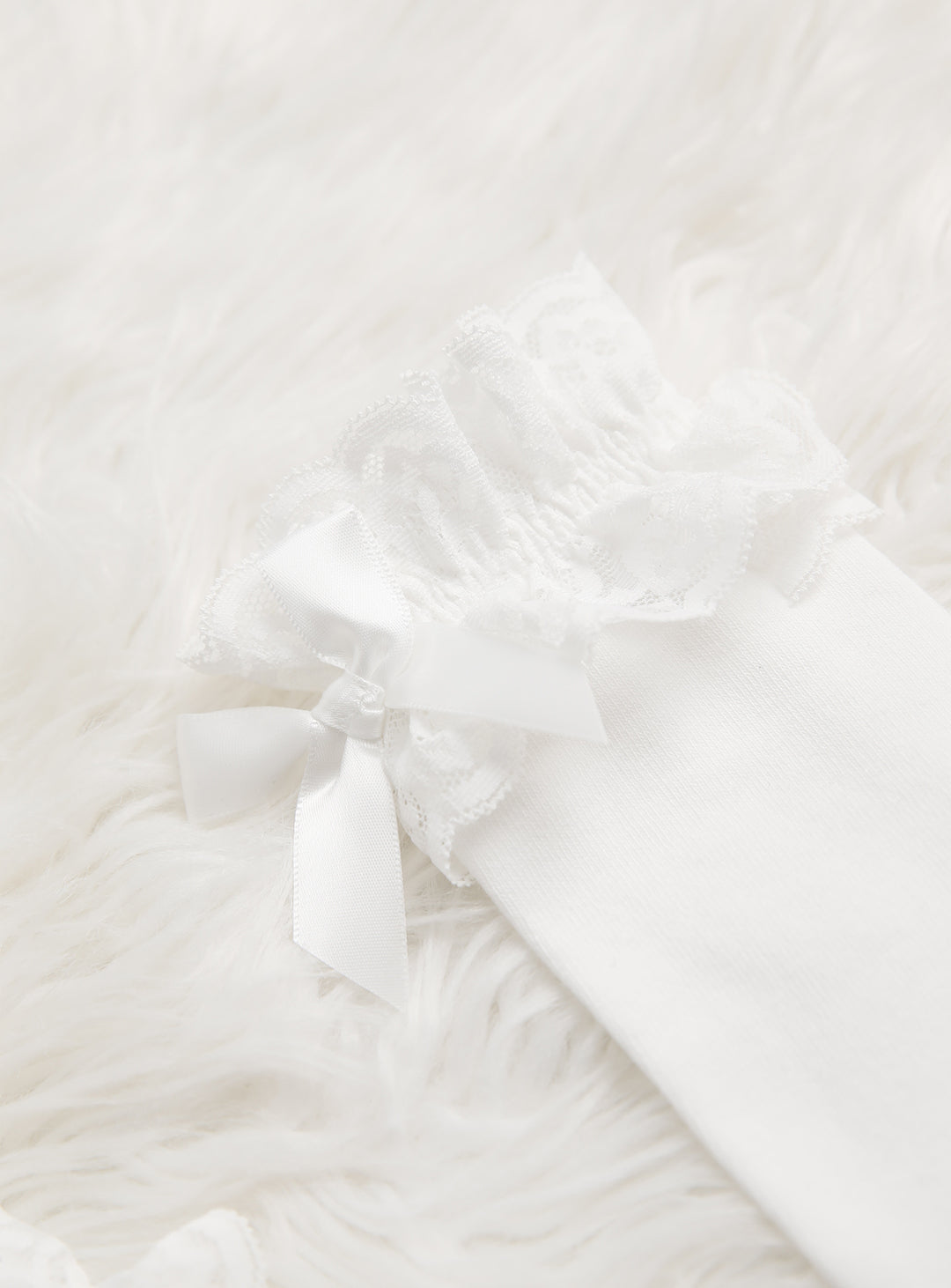 レースリボン付ロングソックス(ホワイト,ブラック)