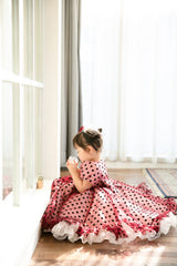 子供ドレス発表会・結婚式・おしゃれなDRESCCOのワインレッドドットドレスの画像7
