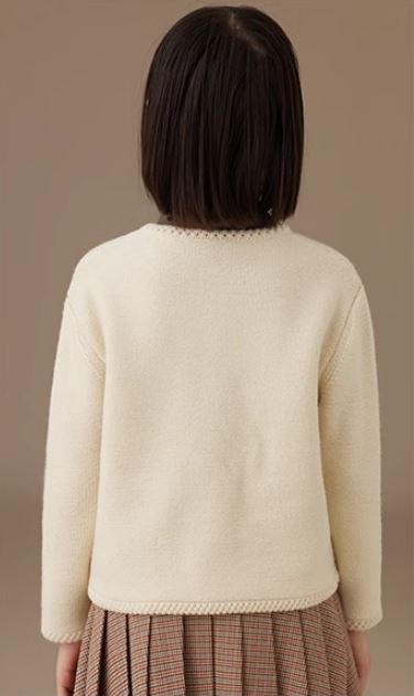 K12065 - Ivory knitted cardigan with pockets