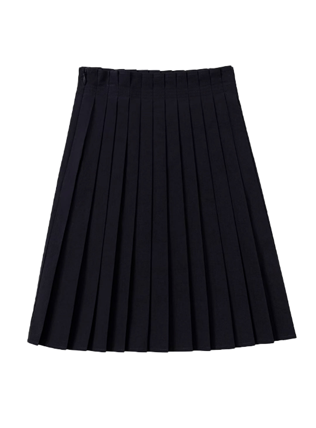 K4037 - Navy midi length pleated skirt